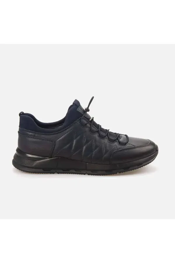 Men's Genuine Leather Rubber Sole Navy Blue Sports & Sne - 1