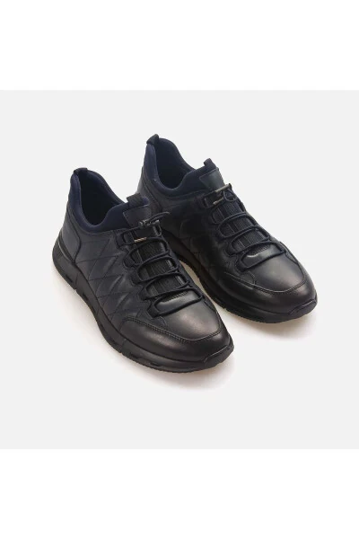 Men's Genuine Leather Rubber Sole Navy Blue Sports & Sne - 3