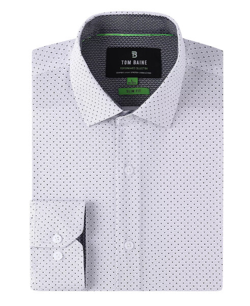 Men's Geometric Performance Stretch Button Down Dress Shirt White Circle - 1