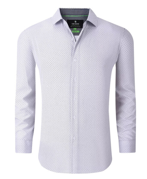 Men's Geometric Performance Stretch Button Down Dress Shirt White Circle - 3