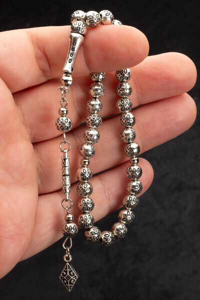 Men's Gift Globe Cut Wristband Metal Prayer Beads - OTTOTESBİH (1)