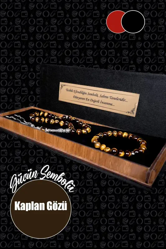 Men's Gift 'Grains of Patience' Natural Stone Rosary and Bracelet Set-Tiger's Eye2 - 1