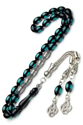 Men's Gift Letter Tassel Amber Rosary, Personalized Rosary Aquamarine-Green - 4