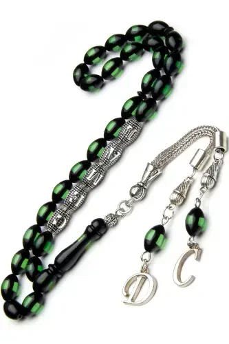 Men's Gift Letter Tassel Amber Rosary, Personalized Rosary Green S-Green S - 4