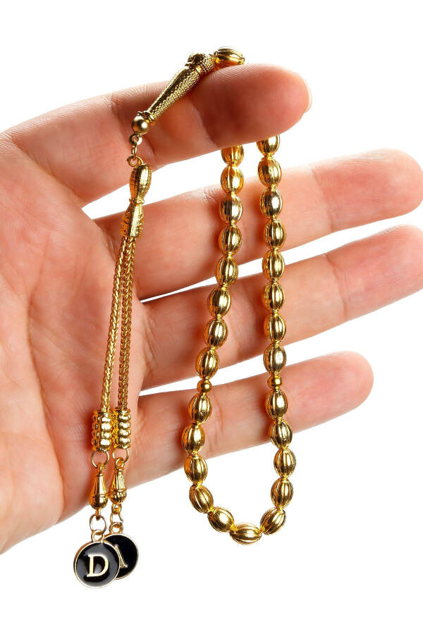 Men's Gift Letter Tassel Gilt Metal Rosary - 1