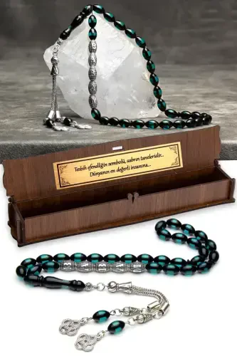 Men's Gift Letter Tasselled Amber Rosary, Personalized Rosary Aquamarine S-Aquamarine S - 1