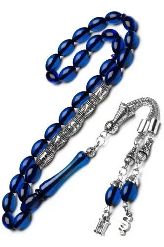 Men's Gift Letter Tasselled Amber Rosary, Personalized Rosary-Navy Blue - 3