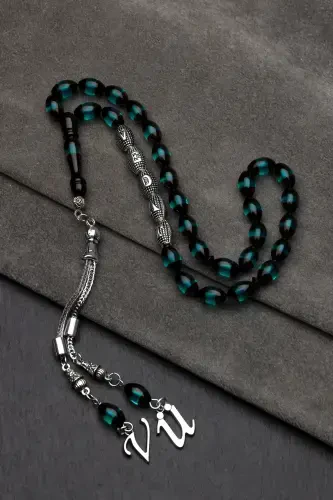 Men's Gift Letter Tasselled Amber Rosary, Personalized Rosary, Sea Green-s-Sea Green - 5