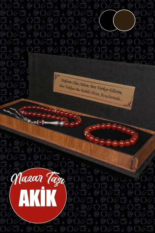 Men's Gift 'My Breath Man' Natural Stone Rosary and Bracelet Set-agate3 - TESBIHCIBABA