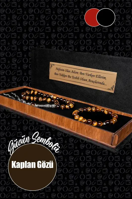 Men's Gift 'My Breath Man' Natural Stone Rosary and Bracelet Set - Tiger's Eye 1 - TESBIHCIBABA