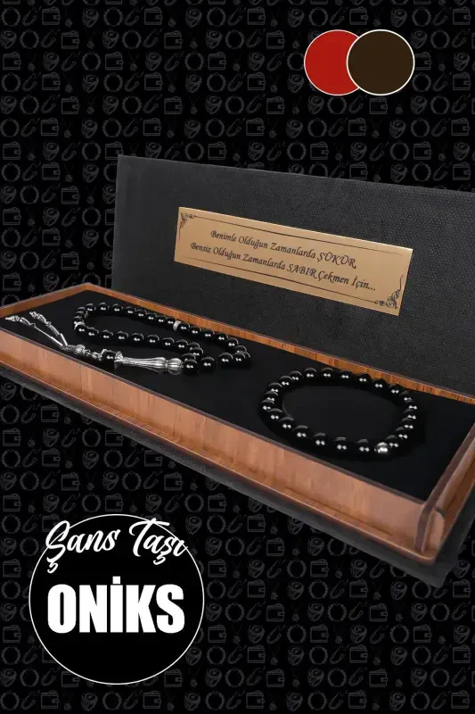Men's Gift 'Never Let Go of Your Loved One's Hand' Natural Stone Rosary and Bracelet Set The Most Beautiful Gift-onyx1 - 1