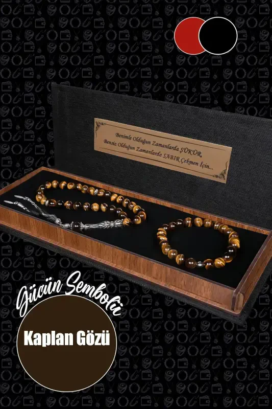 Men's Gift 'Never Let Go of Your Loved One's Hand' Natural Stone Rosary and Bracelet Set The Most Beautiful Gift-Tiger's Eye3 - TESBIHCIBABA