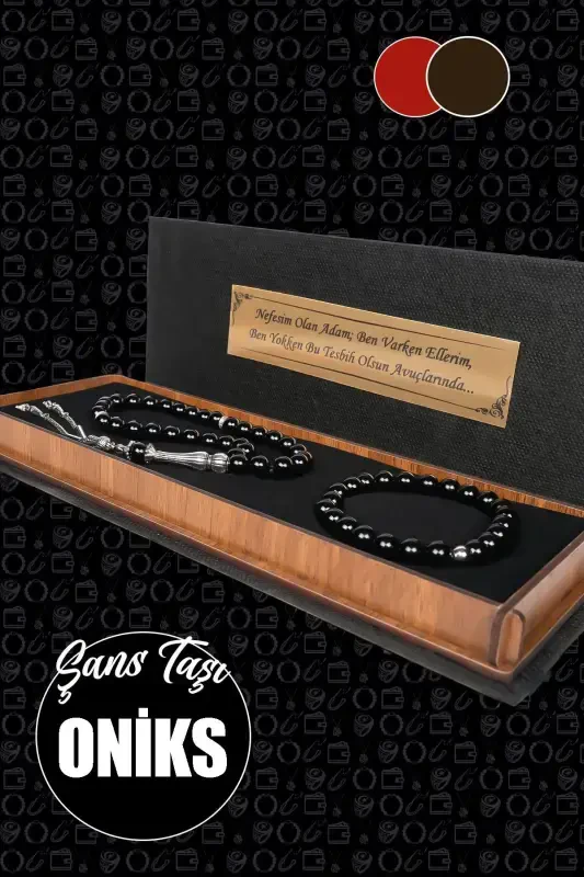 Men's Gift 'The Man Who Is My Breath' Natural Stone Rosary and Bracelet Set - onyx3 - TESBIHCIBABA