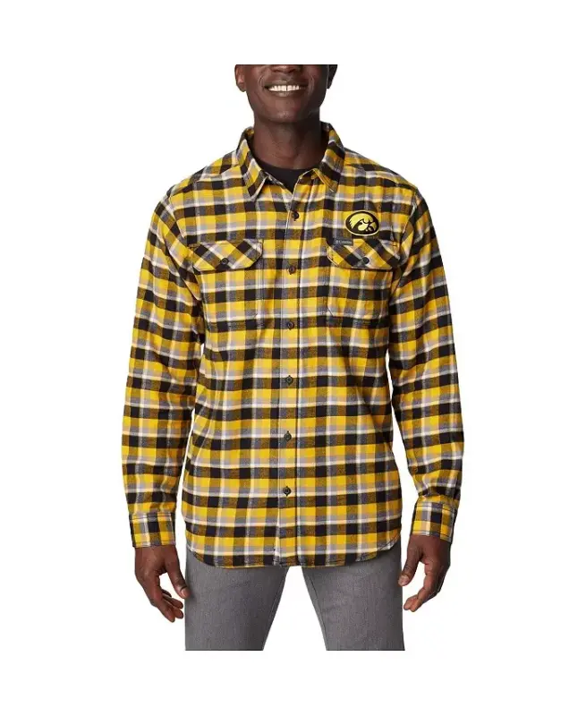 Men's Gold Iowa Hawkeyes Flare Gun Flannel Uzun Qisma Ko'ylagi - COLUMBIA