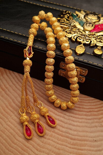 Men's Gold Plated Silver Tasbeeh - 8