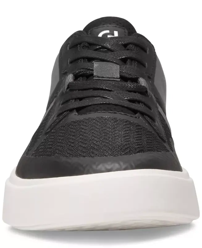 Men's Grand Crosscourt Winner Mixed-Media Lace-Up Sneakers-Black/Gray Pinstripe/Ivory - 3