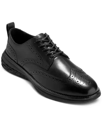 Men's Grand Hurrion Wingtip Oxford Dress Shoe - Black-Black - 7