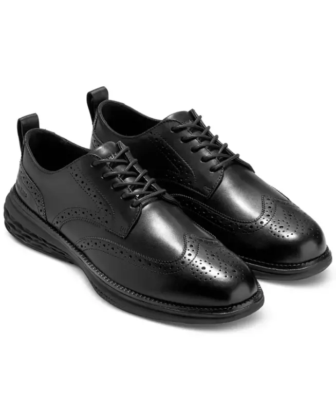 Men's Grand Hurrion Wingtip Oxford Dress Shoe - Black-Black - 8