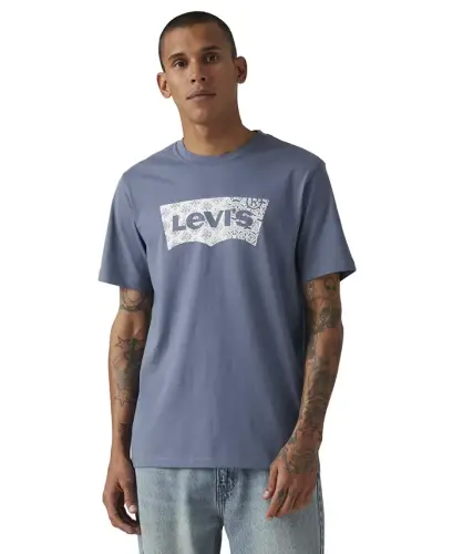 Men's Graphic Logo Batwing Short-Sleeve T-shirt - Indigo - 1