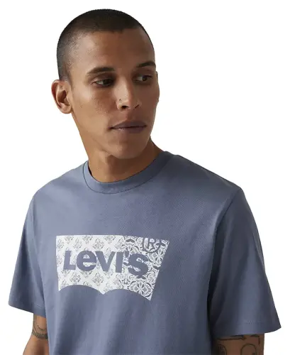 Men's Graphic Logo Batwing Short-Sleeve T-shirt - Indigo - 3