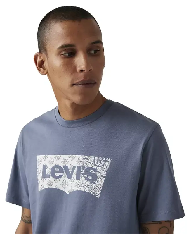 Men's Graphic Logo Batwing Short-Sleeve T-shirt - Indigo - 3