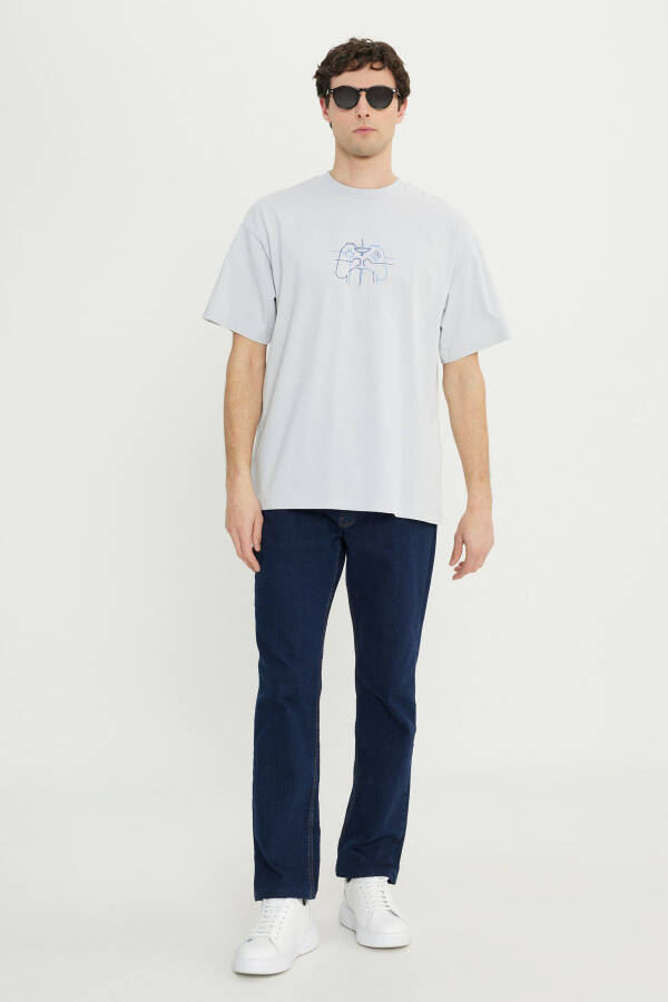 Men's Gray 100% Cotton Oversized Relaxed Fit T-shirt - 8