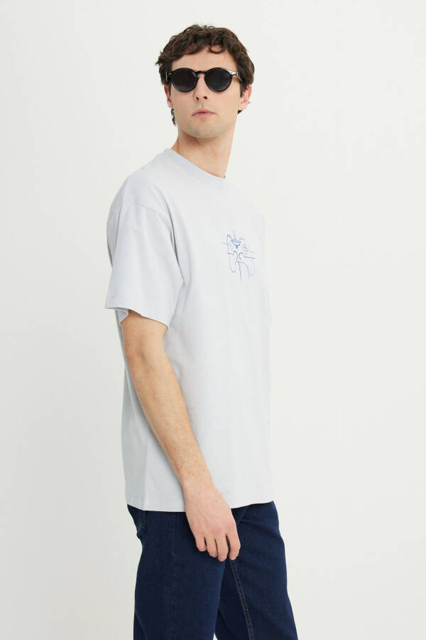 Men's Gray 100% Cotton Oversized Relaxed Fit T-shirt - 9