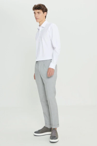 Men's Gray-Anthracite Comfort Fit Relaxed Fit Side Pocket Patterned Elastic Waist Trousers - 3