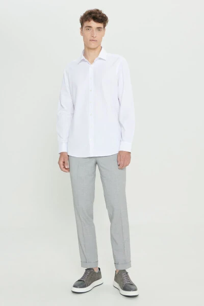 Men's Gray-Anthracite Comfort Fit Relaxed Fit Side Pocket Patterned Elastic Waist Trousers - 4