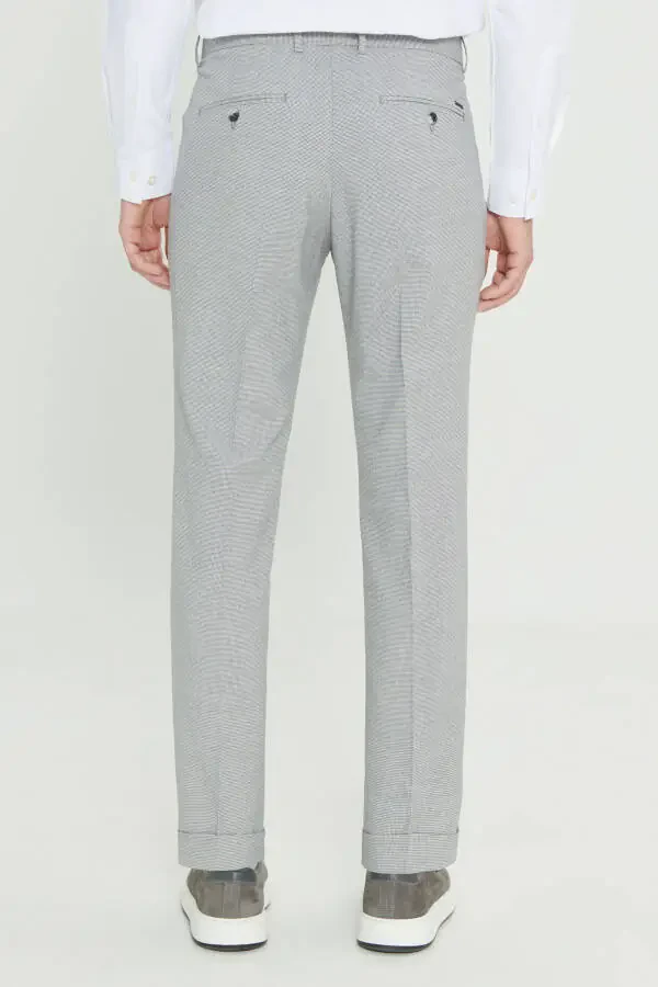 Men's Gray-Anthracite Comfort Fit Relaxed Fit Side Pocket Patterned Elastic Waist Trousers - 6