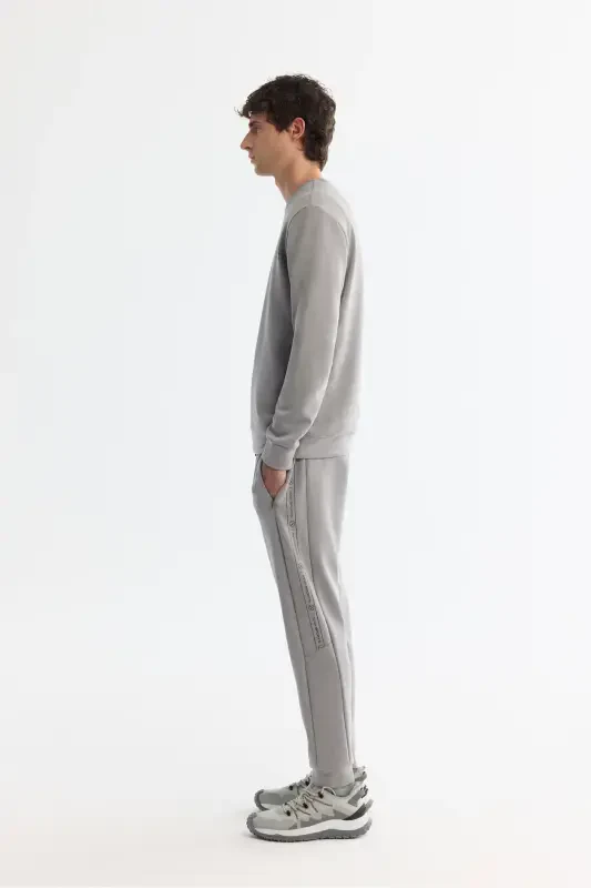 Men's Gray Crew Neck Printed Soft Touch Sweatshirt - 3