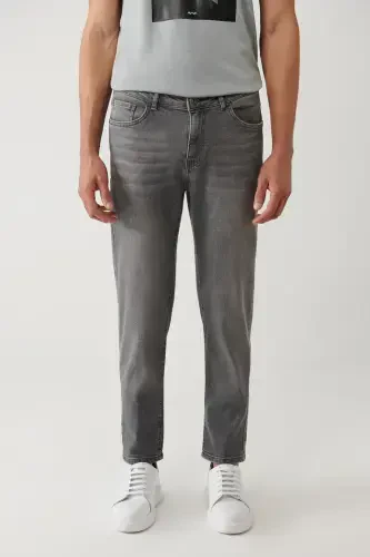 Men's Gray Distressed Wash Flexible Jean Pants B003508 - 3