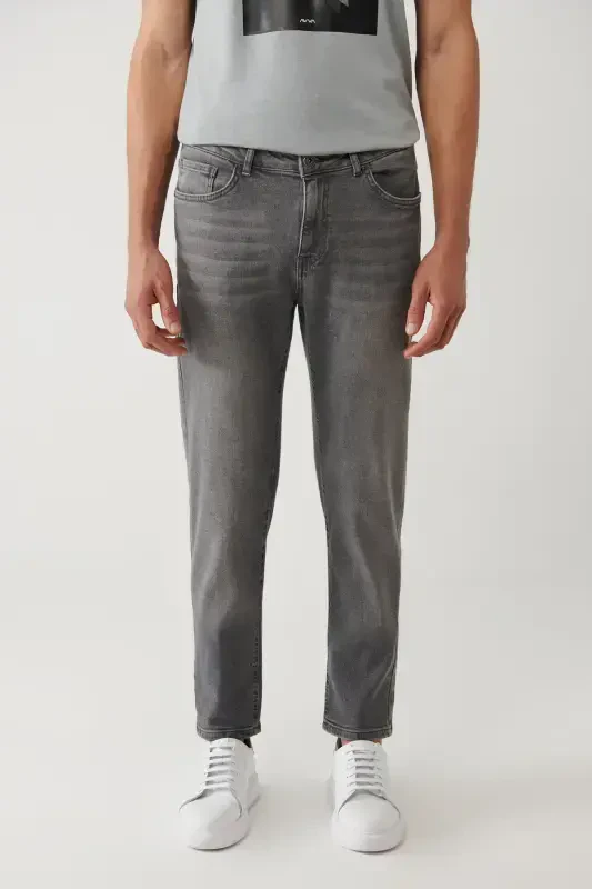 Men's Gray Distressed Wash Flexible Jean Pants B003508 - 3