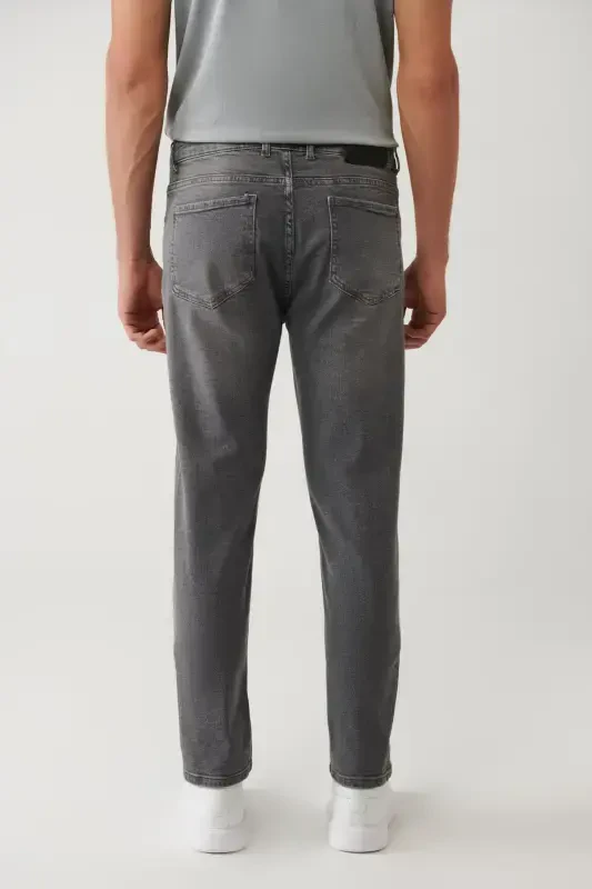 Men's Gray Distressed Wash Flexible Jean Pants B003508 - 5