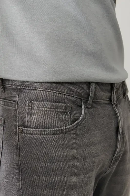 Men's Gray Distressed Wash Flexible Jean Pants B003508 - 7