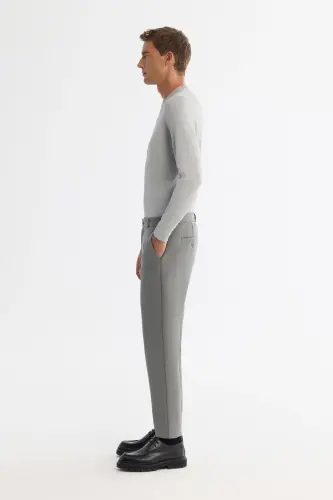 Men's Gray-green Carrot Fit Diagonal Pattern Knitted - AVVA (1)