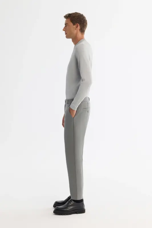 Men's Gray-green Carrot Fit Diagonal Pattern Knitted - 2