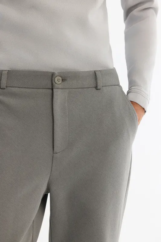 Men's Gray-green Carrot Fit Diagonal Pattern Knitted - 4