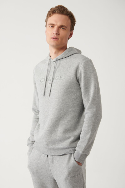 Men's Gray Hooded Sweatshirt - 7