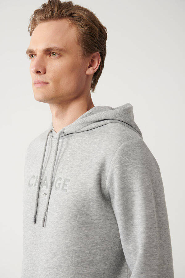 Men's Gray Hooded Sweatshirt - 8