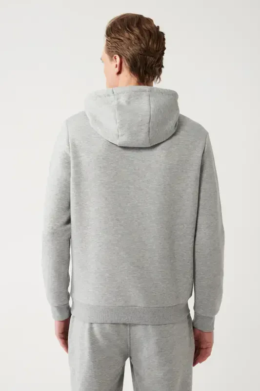 Men's Gray Hooded Sweatshirt - 4