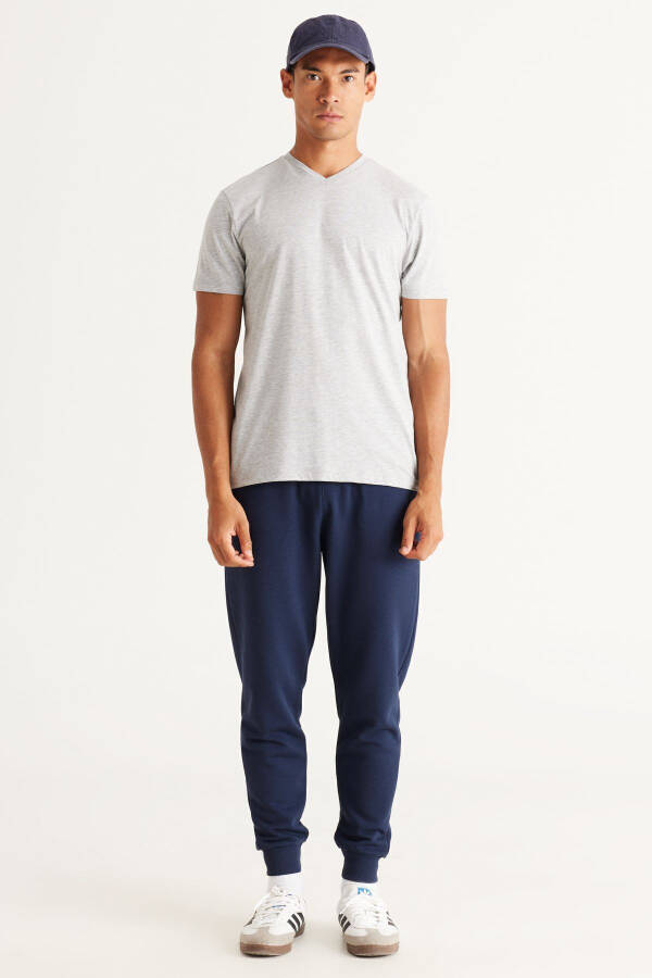 Men's Gray Melange-Gray Melange 2-Pack Slim Fit Slim Cut Cotton Basic T-Shirt - 5