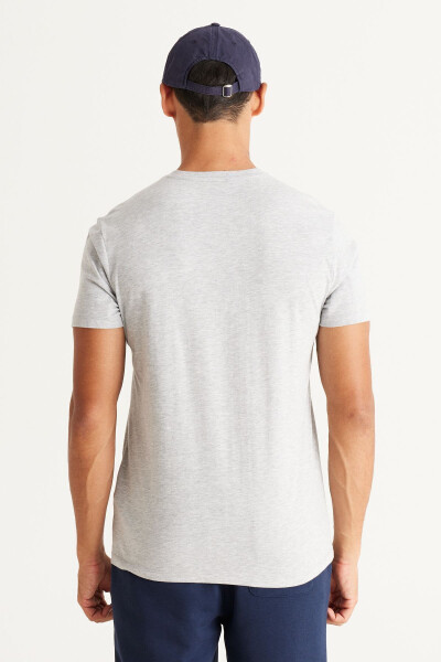 Men's Gray Melange-Gray Melange 2-Pack Slim Fit Slim Cut Cotton Basic T-Shirt - 7