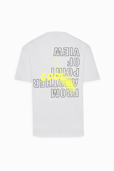 Men's Gray Oversized Loose Fit Crew Neck 100% Cotton Back Printed T-Shirt - 7