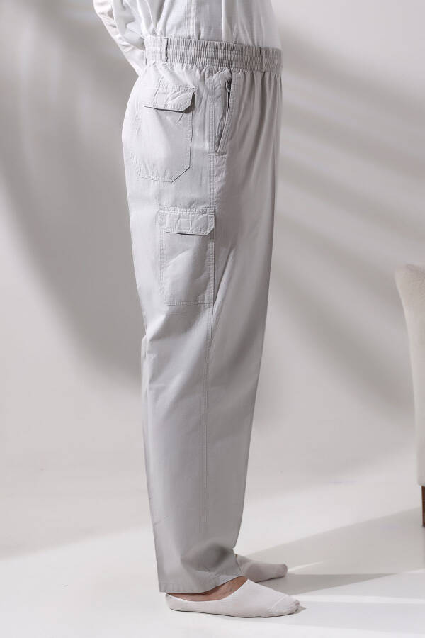 Men's Gray Side Pocket Cargo Sweatpants with Elastic Waist for Hajj and Umrah - 4