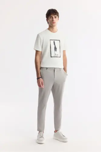 Men's Gray Side Pocket Elastic Waist Textured Pants - 7