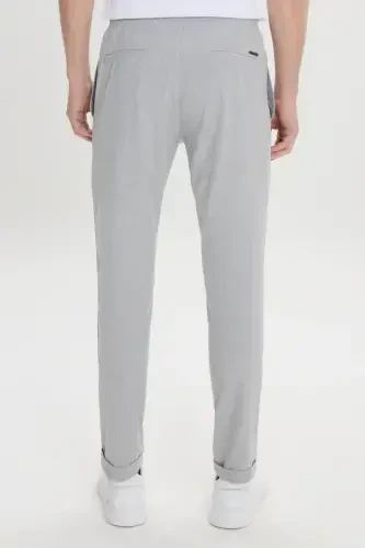 Men's Gray Slim Fit Comfort Fit Drawstring Waist Side Pocket Jogger Pants-Gray - 9