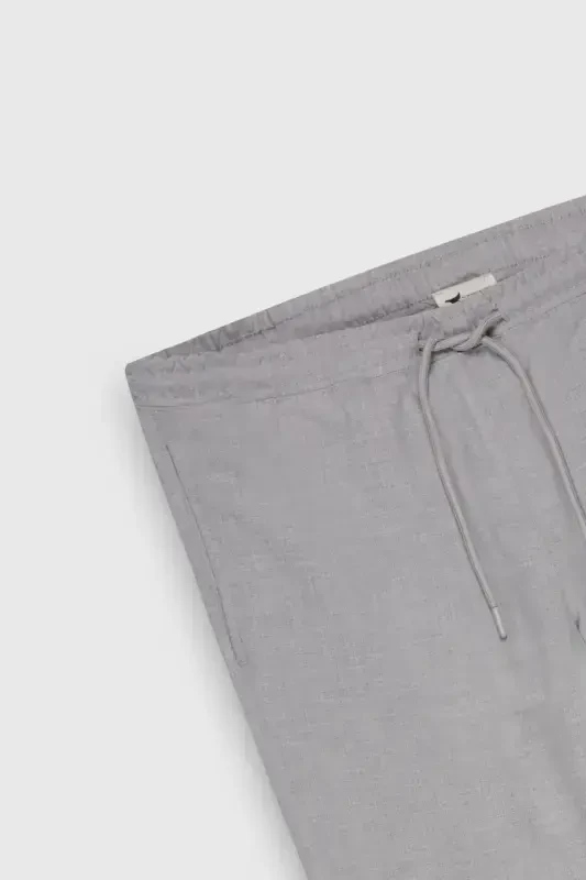 Men's Gray Slim Fit Comfort Fit Drawstring Waist Side Pocket Jogger Pants-Gray - 12