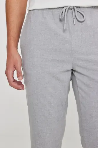 Men's Gray Slim Fit Comfort Fit Drawstring Waist Side Pocket Jogger Pants-Gray - 8