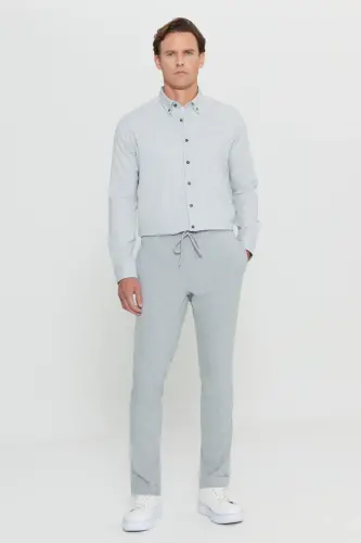 Men's Gray Slim Fit Comfort Fit Drawstring Waist Side Pocket Jogger Pants-Gray - MODAZONE (1)